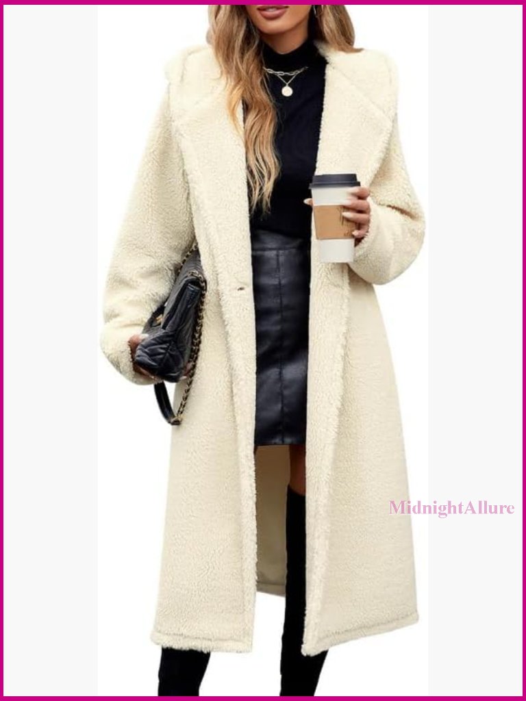 Women's Winter Sherpa Faux Fur Coat Hooded Loose Fit With Pockets